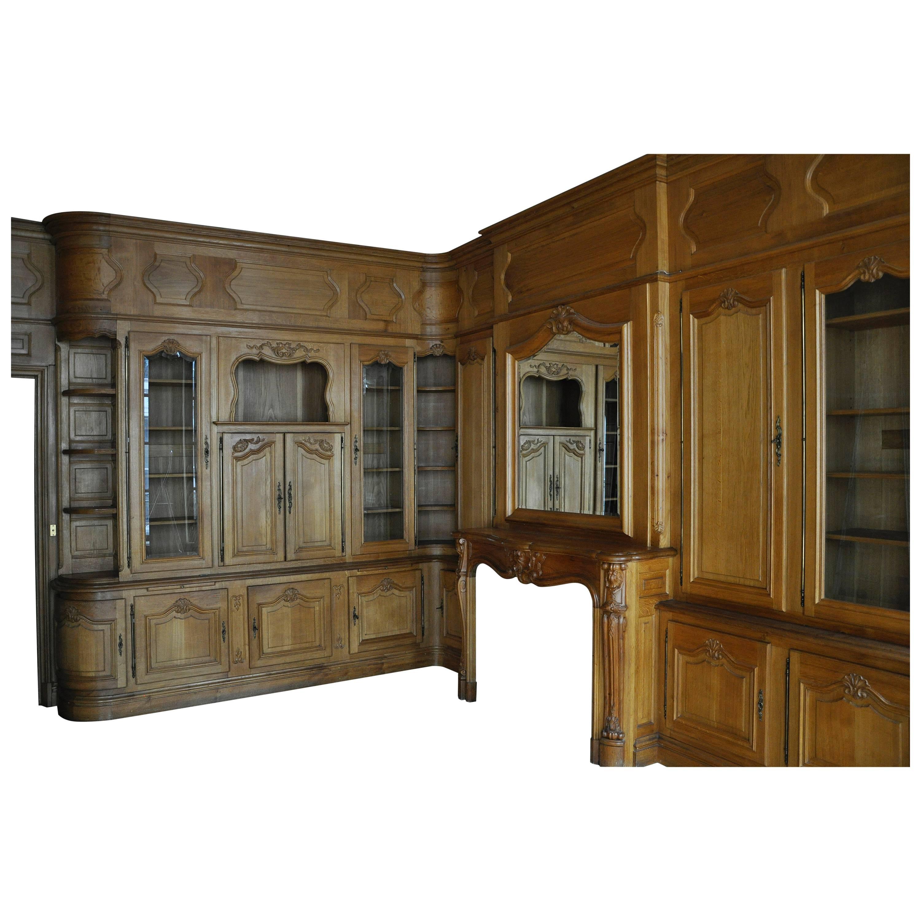Louis XV Style Paneled Room with Fireplace in Oakwood, circa 1980 For Sale