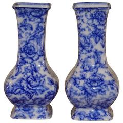 Antique Late 19th Century Pair of Transferware Vases