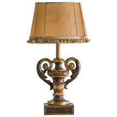 Gilded, Carved Antique Italian Urn Mounted as Custom Lamp circa 1820