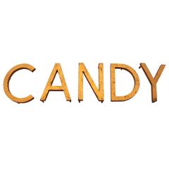 Vintage Gold Leaf Metal Sign CANDY