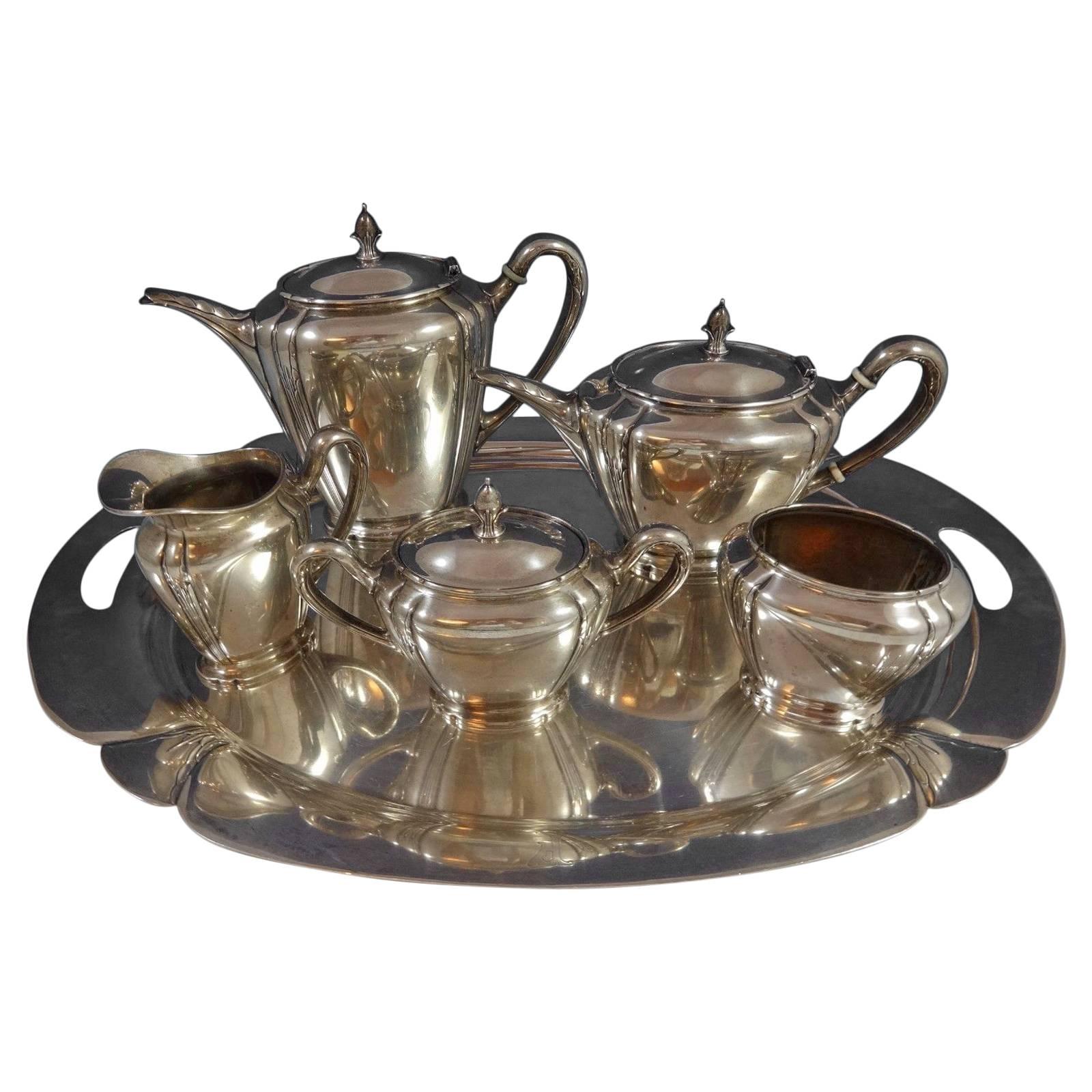 Orchid von International Sterling, Silber-Teeset aus sechs Teilen, Hohlware Nr. 0881