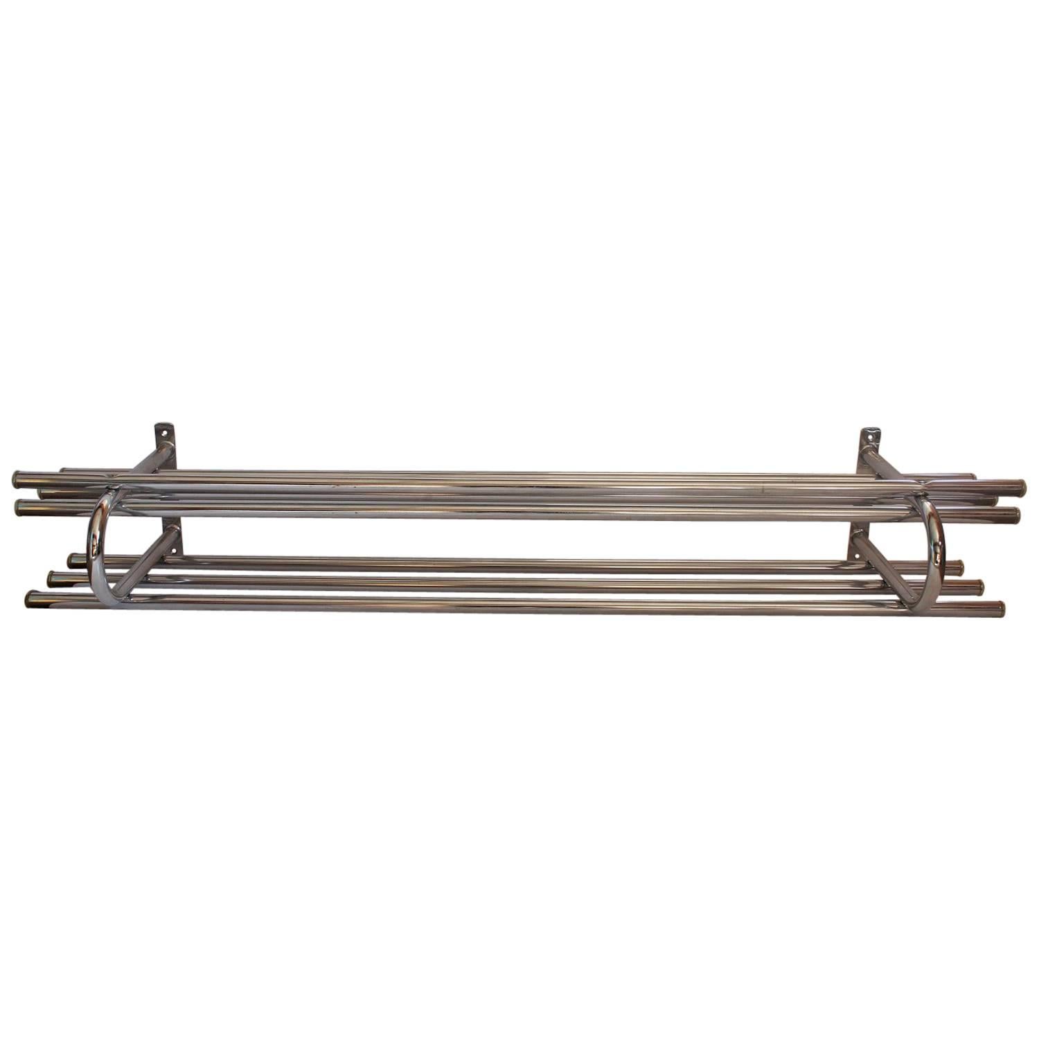 Large Vintage Two Tier Chrome Train Luggage Rack For Sale