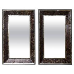 Pair of Reverse Painted Faux Tortoise Mirrors