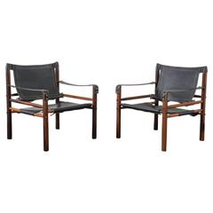Pair of Rosewood and Leather "Sirocco" Chairs by Arne Norell