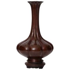 Fluted Meiji Period Bronze Vase