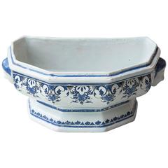 18th Century Rouen Blue And White Faience Wall Fountain Base