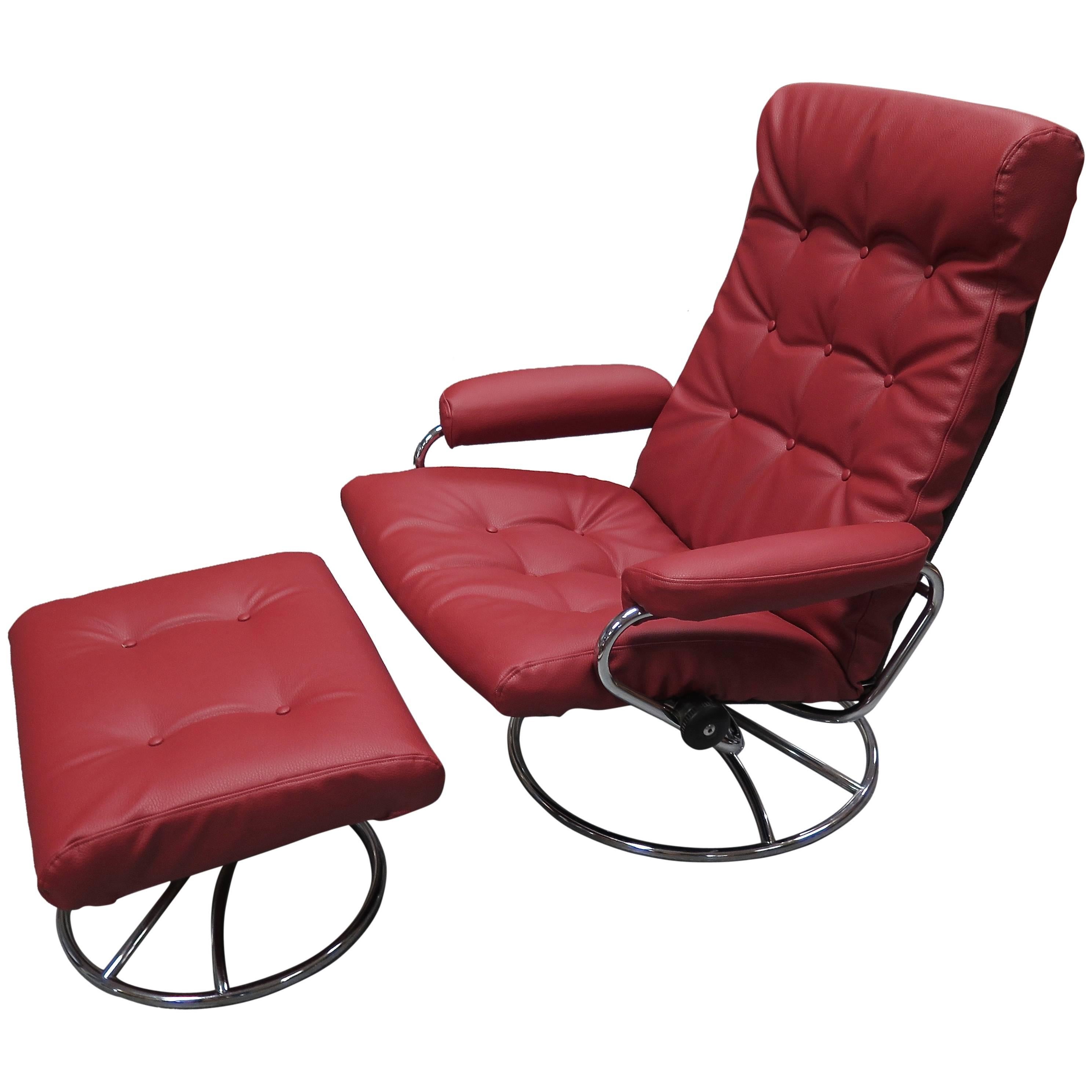 Comfortable 1960 Ekornes Stressless Lounge with Ottoman