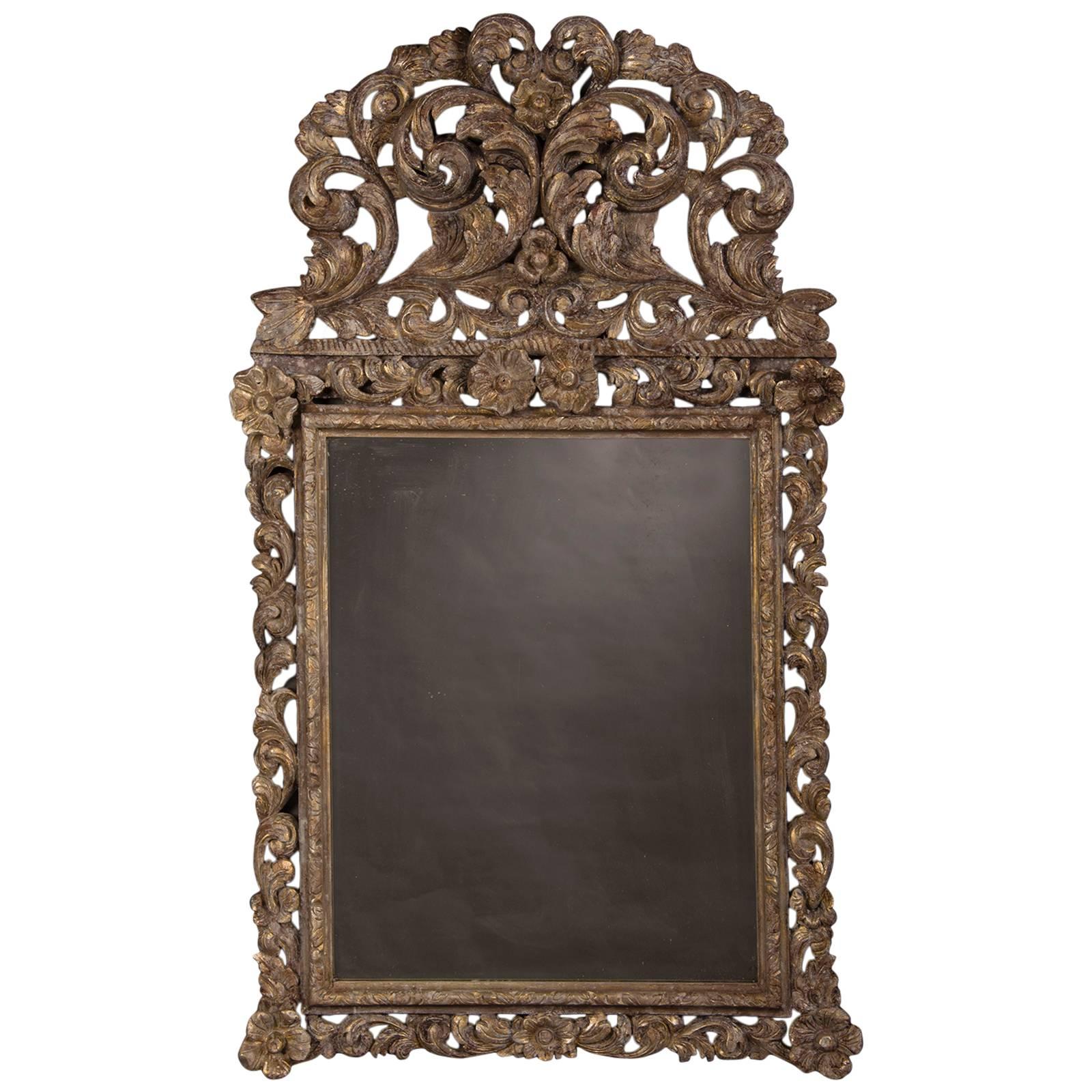 Antique English Charles II Style Painted Mirror, circa 1880