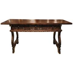 17th Century  Desk or Console with Solid Board Top in Walnut