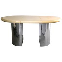 1980s Modern Resin and Chrome Convertible Dining Table