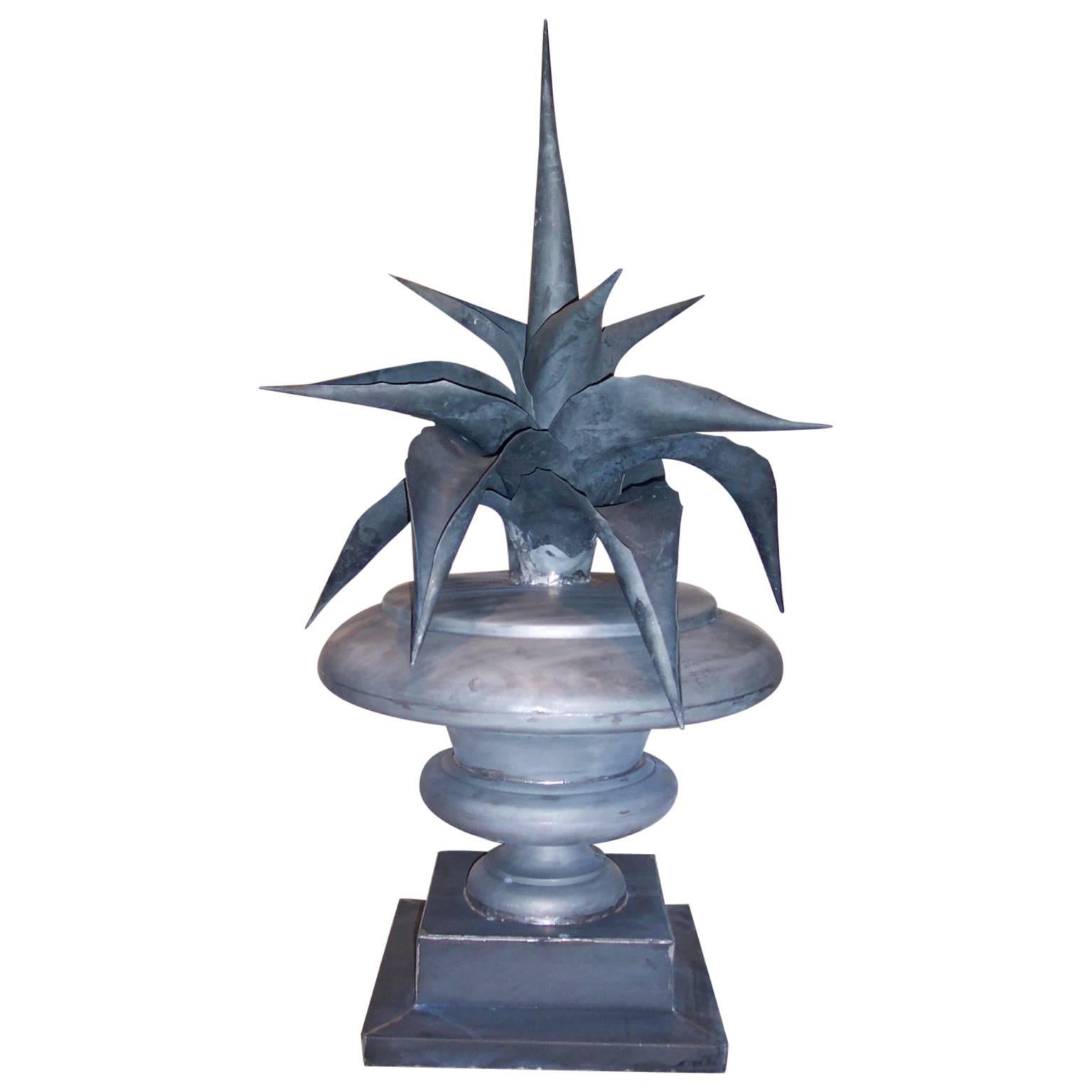 20th Century Zinc Agave Garden Ornament Finials, 18th Century Style