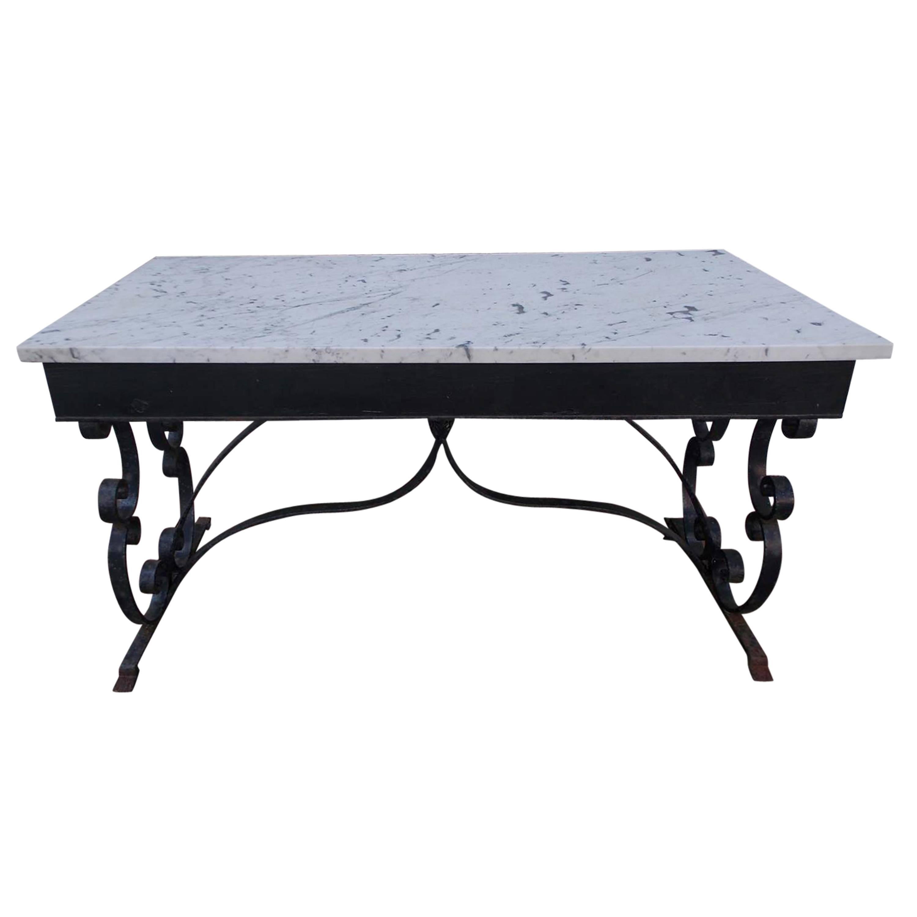 American Wrought Iron and Marble-Top Console, Circa 1840