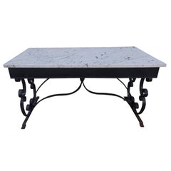 Antique American Wrought Iron and Marble-Top Console, Circa 1840