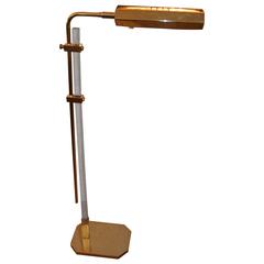 Mid-Century Brass and Lucite Bauer Pharmacy Floor Lamp