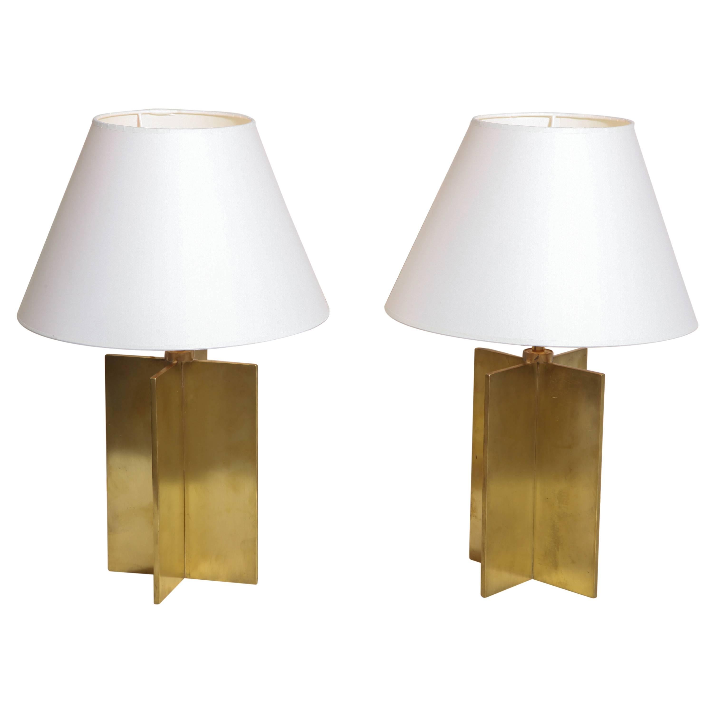 Jean-Michel Frank French Art Deco Pair of 'Croisillon' Table Lamps For Sale