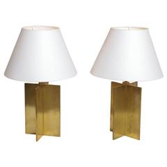 Antique Jean-Michel Frank French Art Deco Pair of 'Croisillon' Table Lamps