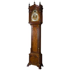 18th Century mahogany long case clock; silvered chapter ring and gilt astragals