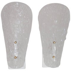 Elegant Pair of 1960 Glass Wall Sconces