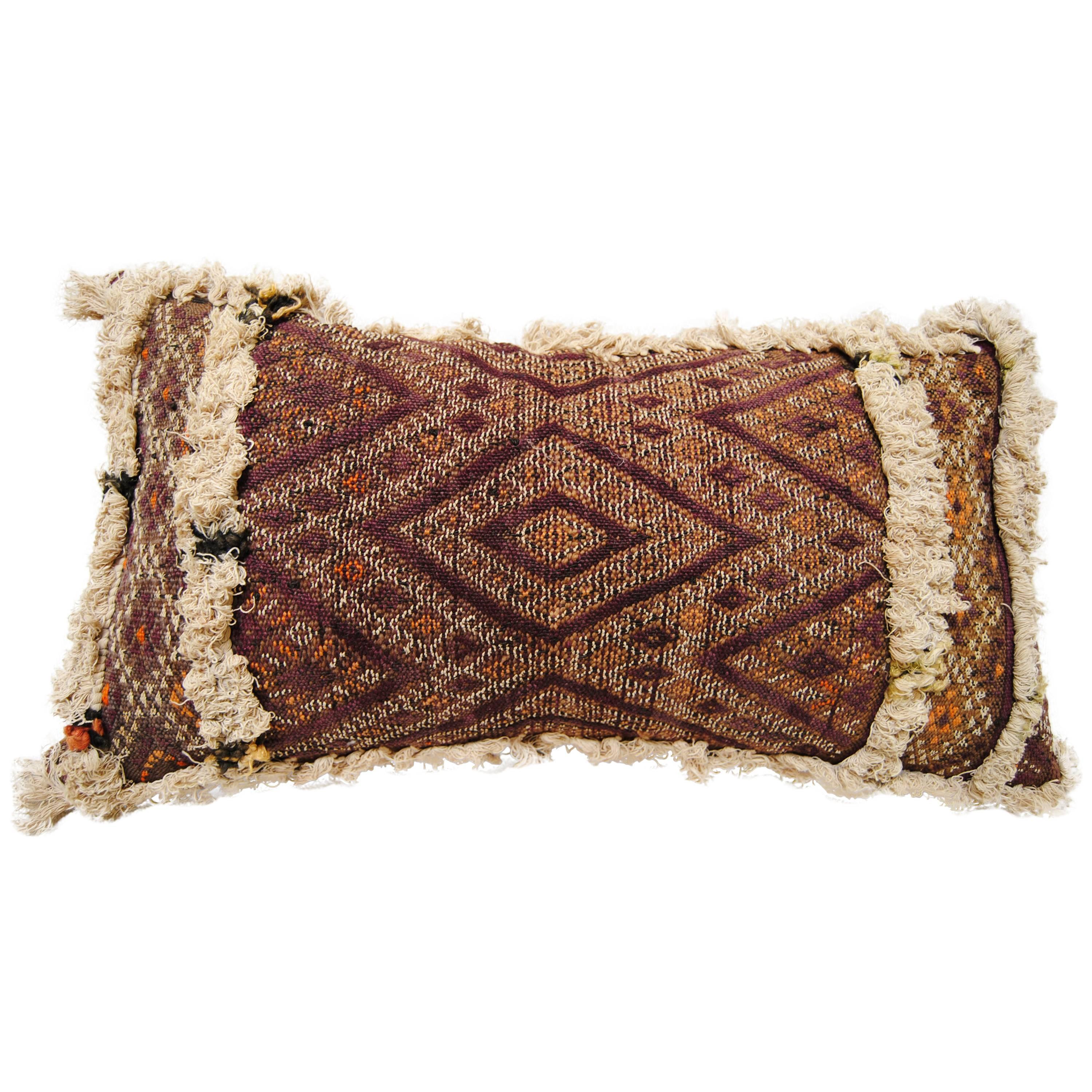 Custom Pillow by Maison Suzanne from an Antique Hand Loomed Wool Moroccan Rug For Sale