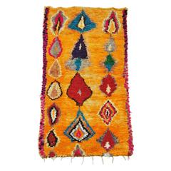 Vintage Moroccan Hand-Loomed Wool Azilal Rug, Atlas Mountains