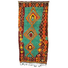 Vintage Moroccan Hand-Loomed Wool Azilal Rug
