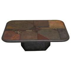 Kingma Style Slate and Bronze Coffee Table V. Ramburrem, circa 1985 1