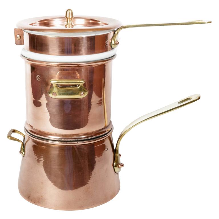 French Copper Steamer, Double Boiler "Bain Marie" at 1stDibs antique copper double boiler