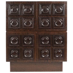 Brutalist Ebonized Cupboard, Belgium 1970s Brutalist Ebonized Cupboard, Belgium 1970s