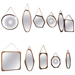 Collection of 14 Walnut Mirrors , Italy, 1960