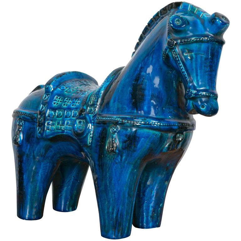 " Rimini Blue " Bitossi ceramic horse at 1stDibs blue ceramic horse
