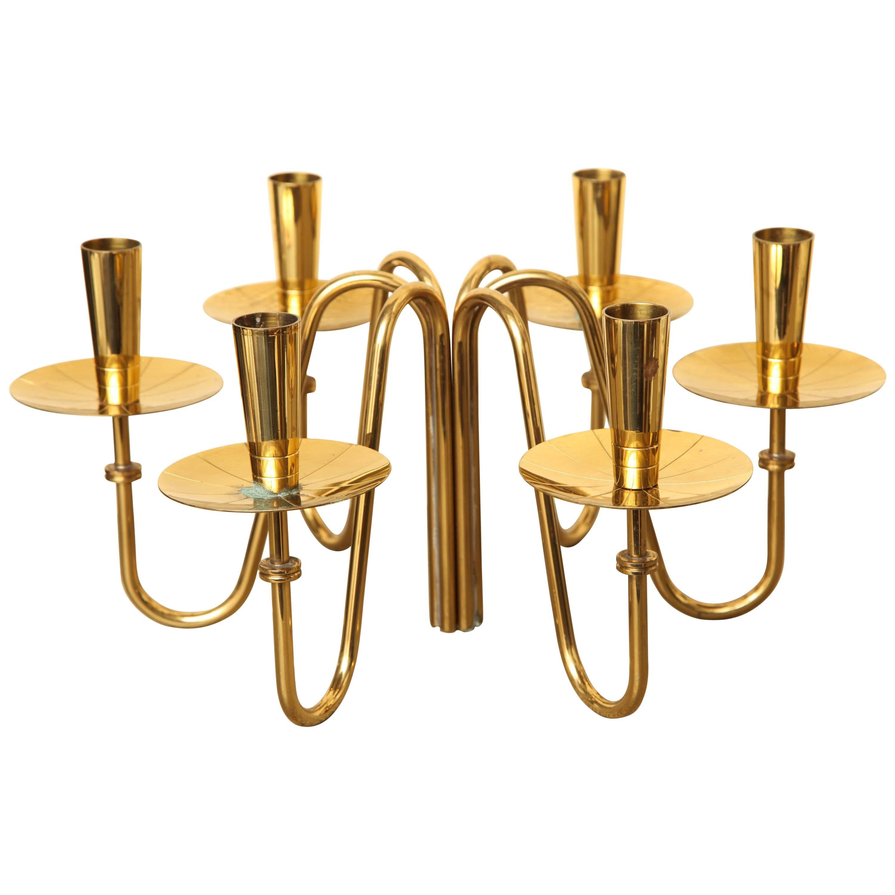 Pair of Brass Candle Holders by Tommi Parzinger, circa 1960 For Sale