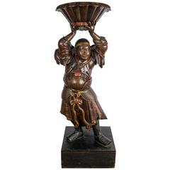 Large 19th Century Japanese Carved Wood Torcha 5