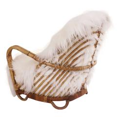 Arne Jacobsen Wicker Chair in Sheepskin