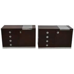 Vintage 1970s Steel and Leather Cabinets