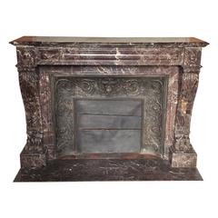 Antique Napoleon III Style Fireplace in Levanto Red Marble