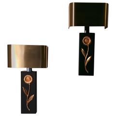 Pair of "Sunflowers" Sconces by Christiane Charles