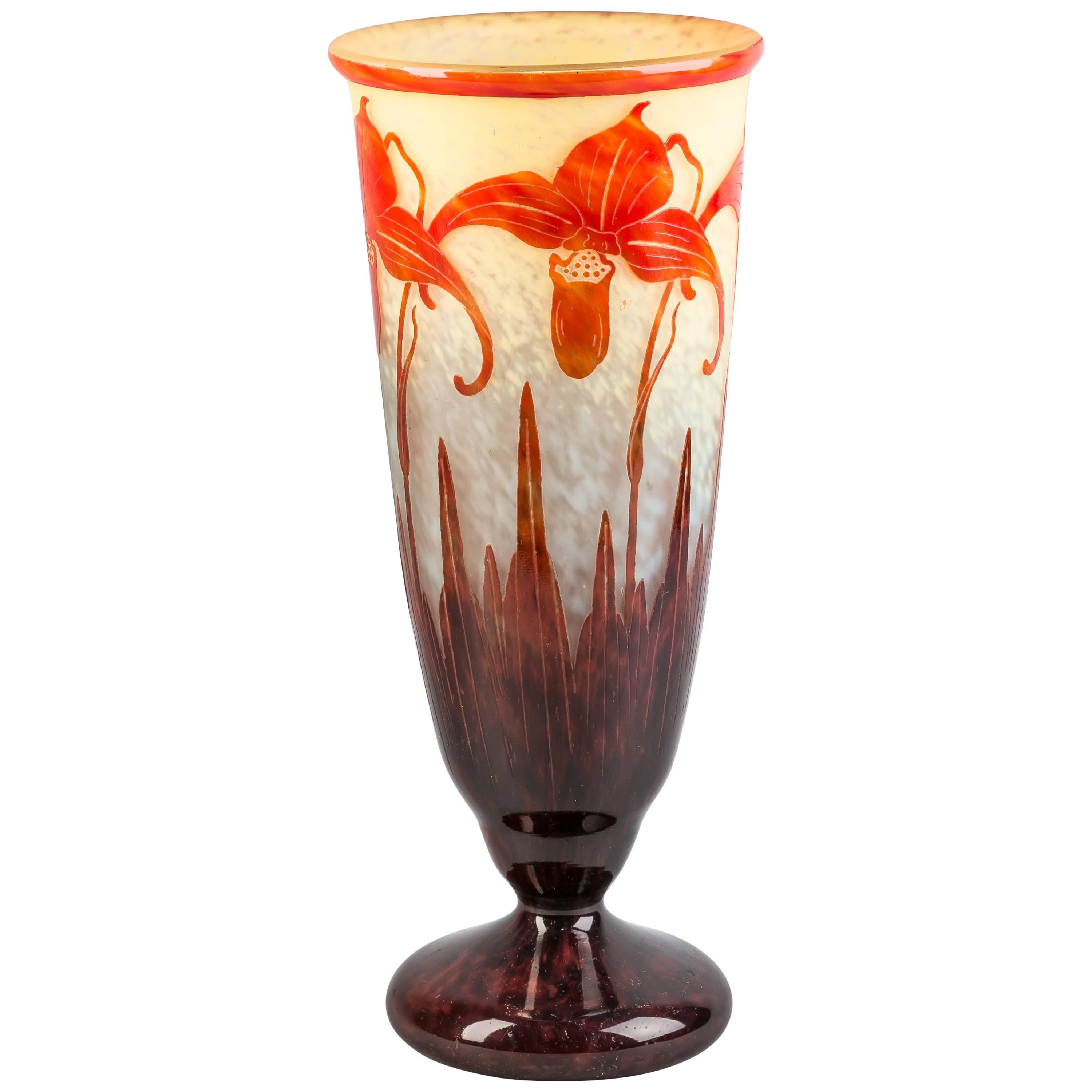 Le Verre Francais Glass Vase, circa 1910