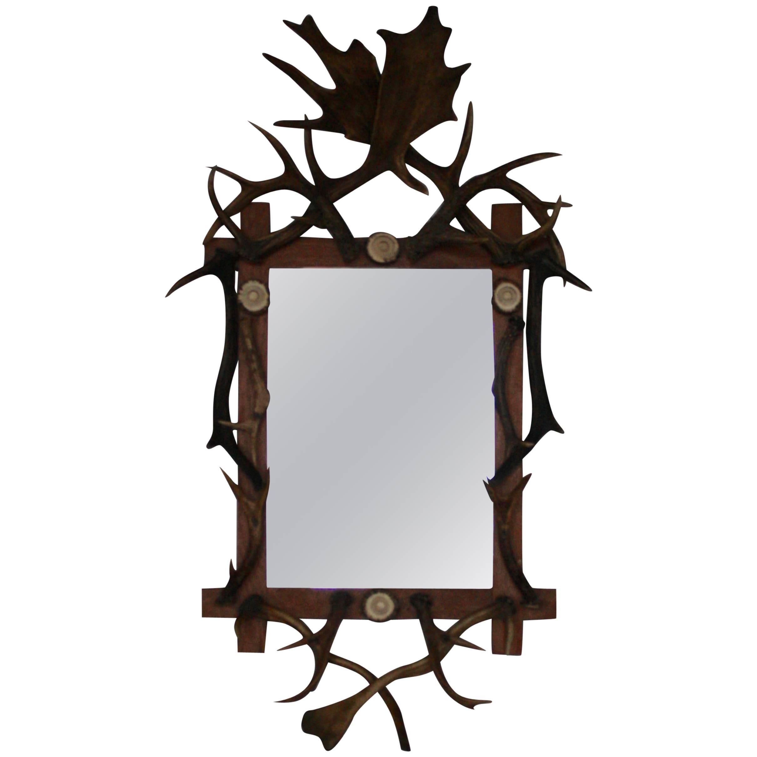 19th Century Black Forest Antler Mirror