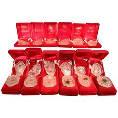 Complete Set of 18 Waterford Days of Christmas Flat Ornaments with Boxes
