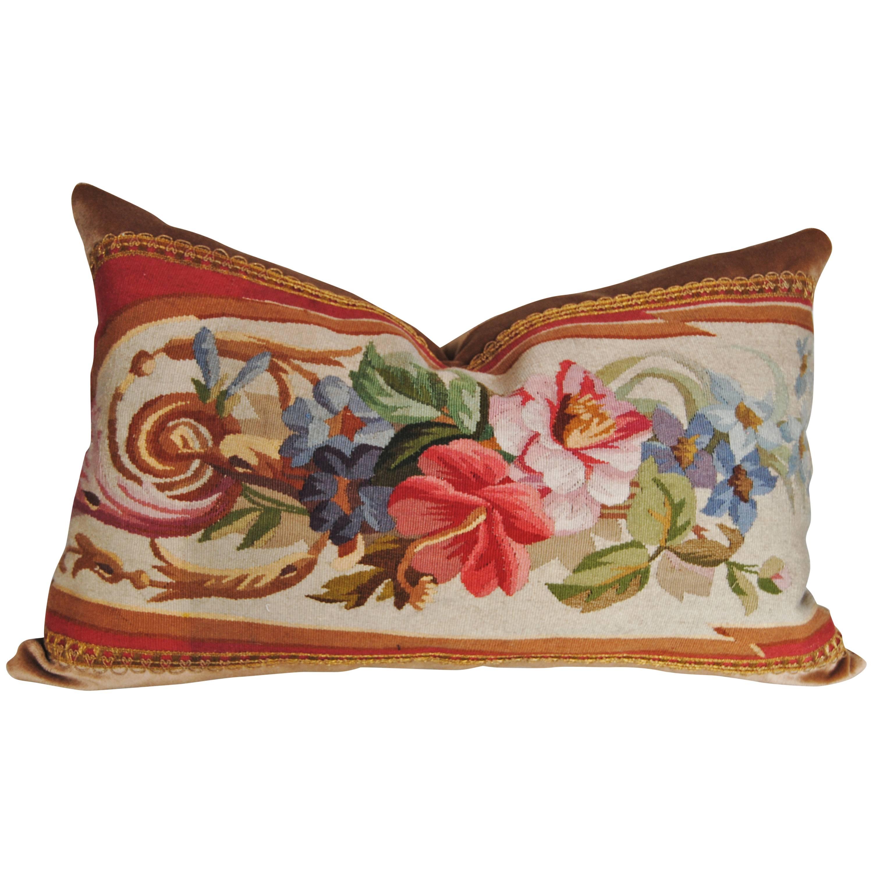 Antique French Aubusson Pillow from an Antique Portiere For Sale