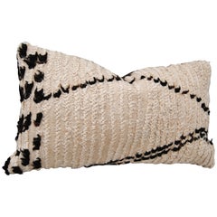 Vintage Hand Loomed Wool Beni Ouarian Moroccan Pillow, Atlas Mountains