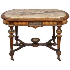 Antique Center Table with Marble Top Attributed to Pottier and Stymus, New York