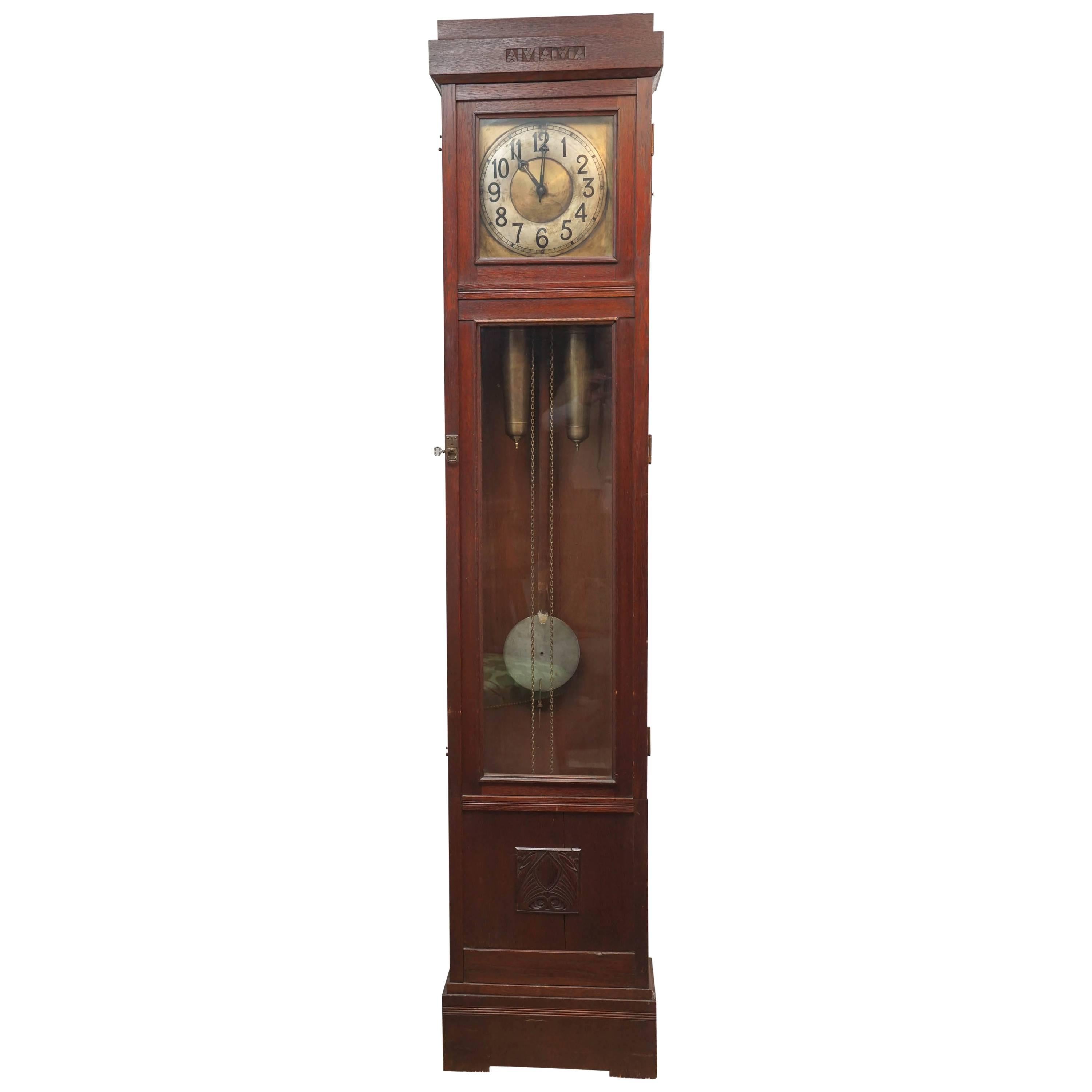 German Arts & Crafts Tall Case Clock, Lenzkirch, circa 1905 For Sale