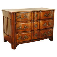French Louis XIV/XV Carved Walnut Commode, Original Bronze Pulls