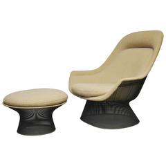 Warren Platner Bronze Lounge Chair with Ottoman for Knoll