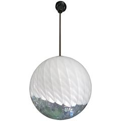Large Mid-Century Italian Murano Glass White Globe or Chandelier