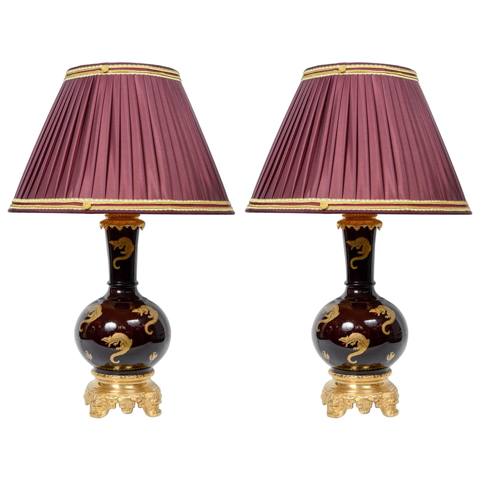 Pair of Sèvres Tables Lamps For Sale