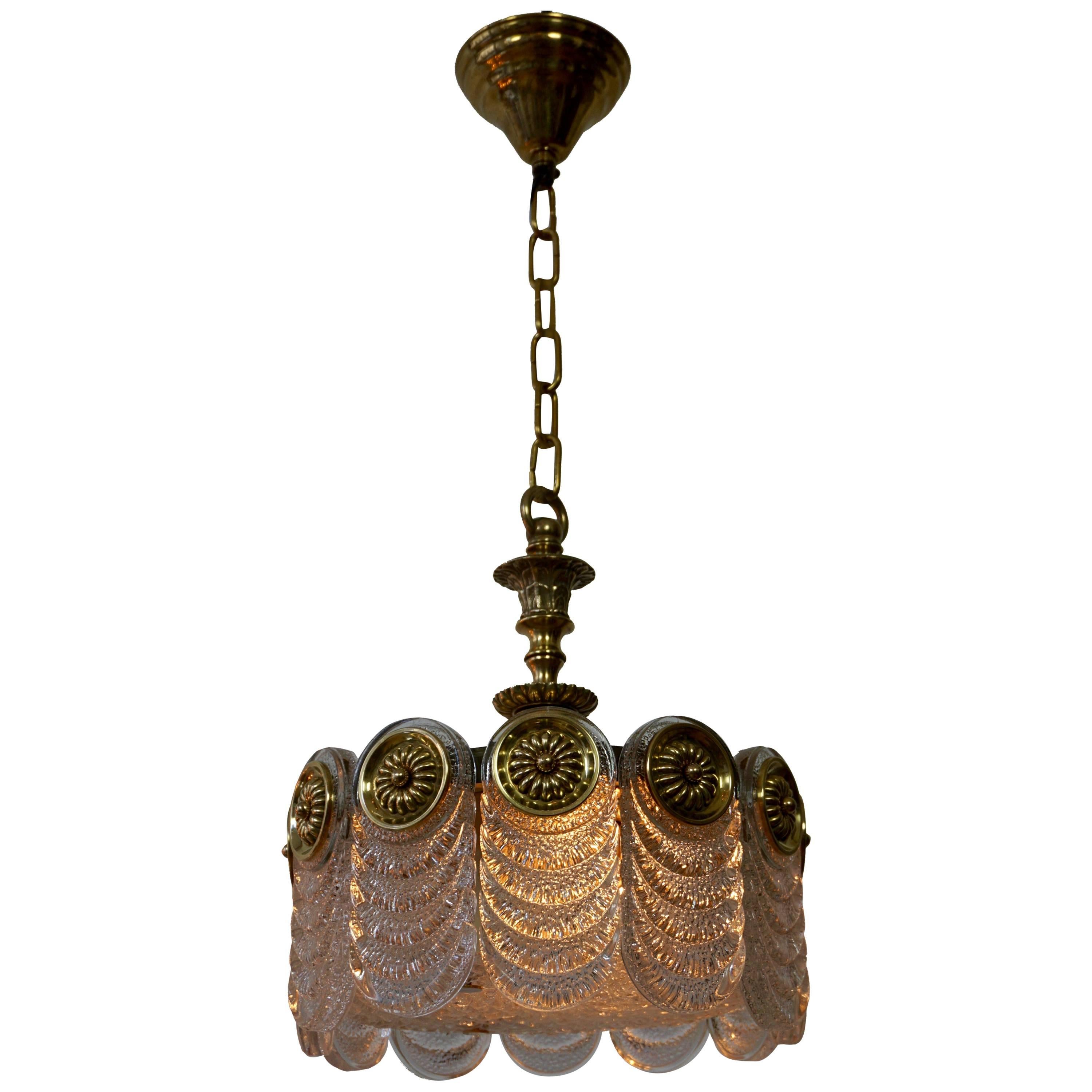 Italian Murano Glass and Brass Chandelier