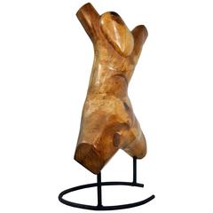 Wood Abstract Nude Sculpture, 1957, Signed LK 57