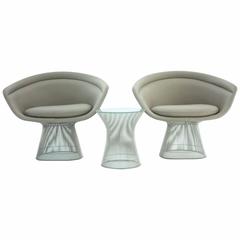 Pair of Vintage Platner Lounge Chairs with Side Table Pair of Vintage Platner Lounge Chairs with Side Table